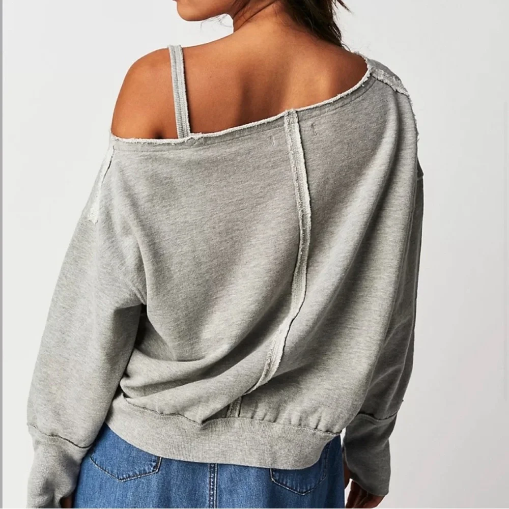 NWT Free People On The Edge Pullover Gray Size XL - Picture 3 of 5